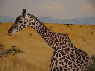 painting of giraffe in acrylic