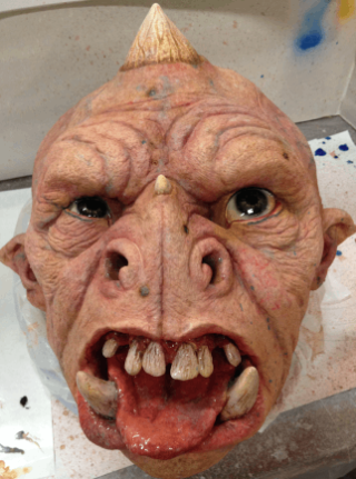 latex ogre mask airbrushed with acrylic