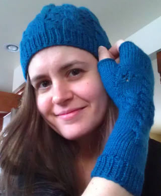 knit hat and fingerless gloves