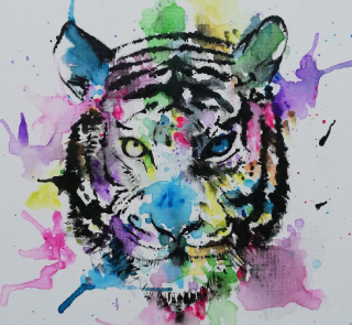 painting of tiger with splashes of abstract color